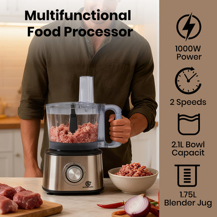 Processor Versatile with 1.75L Blender 1.2L Bowl Comes with Grinder Emulsifier Space-Saving