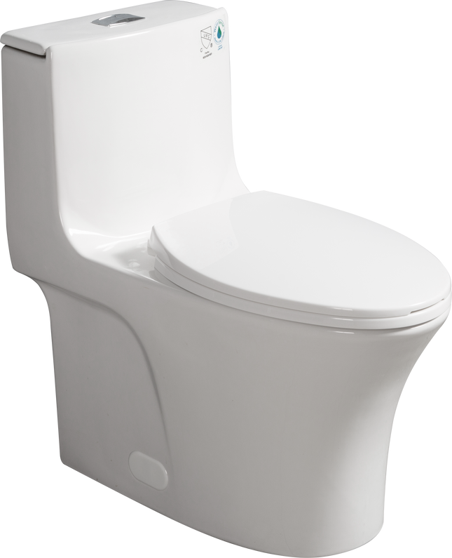 One-Piece Toilet, 1.1/1.60 GPF Water-Efficient Dual-Flush Elongated Comfort Height Floor Mounted, ADA Compliant Toilet with Soft Closing Seat Included
