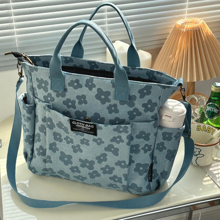 Original Handmade 3D Flower Tote Thickened Zipper Student Class Commuting Hand Single Shoulder Women'S