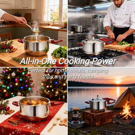 Pressure Cooker with Steamer Basket, Large Capacity for Home & Commercial Use,1600g 6 Safety Features