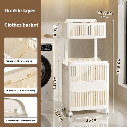 Household Toilet Laundry Baskets Double-layer Large Capacity Foldable Laundry Basket