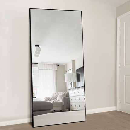 Full Length Mirror Black&Gold Horizontal and Vertical Floor Mirror Standing Hanging or Leaning Wall,
