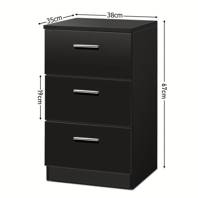 Storage, Cabinet Organizer With 3 Drawers, 38 X 35 X 66 Cm, Bedside Cabinet With 3 Drawers