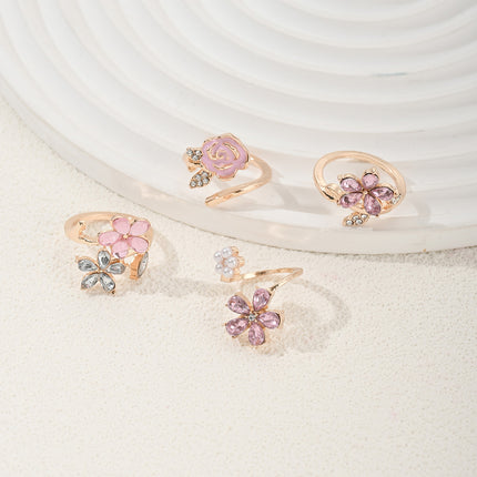 Womens Fashion Flower Ring Set