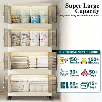 1pc40.01cm multi-layer multifunctional folding storage cabinet, with huge storage space