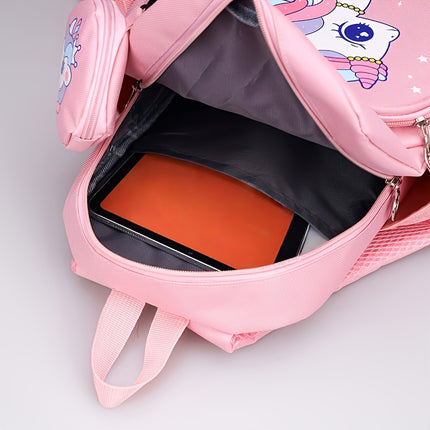 Cute Print Girls' Kindergarten Backpack - Lightweight Durable School Bag with Adjustable Straps & Zipper