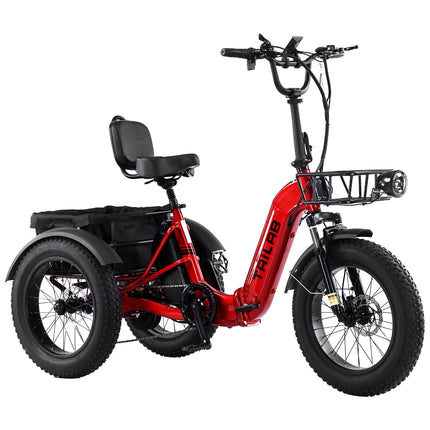 Electric Tricycle for Adults,  500W48V Folding Electric Trike, 20'x4.0'Fat Tire 3 Wheel Ebike ,Step-Thru Aluminum Frame with Push-Button Reverse, Large Basket for Women  Men