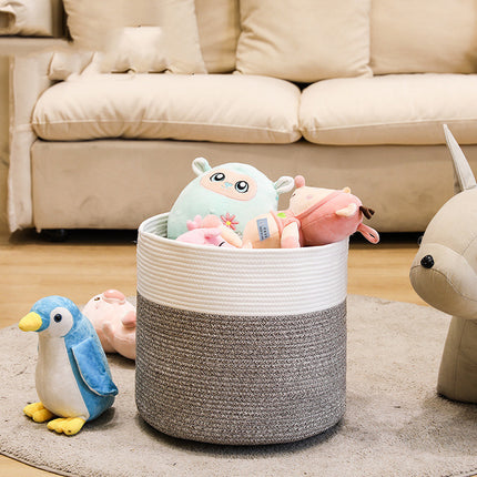 Cotton String Woven Laundry Basket Color Matching Household Storage Basket