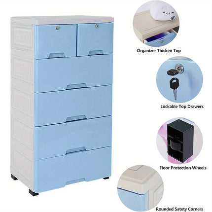 Extra Wide 50-Inch Thick Plastic Storage Cabinet with Drawers 4-Tier