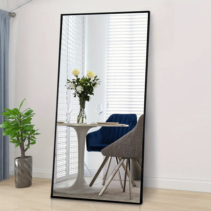65" * 24 ", Floor Standing Mirror, Unique Vertical Mirror, Black Metal Frame Mirror