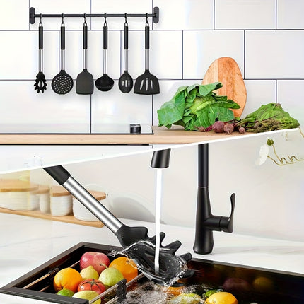 9pcs Silicone Kitchen Set with a Holder, Non-Stick Cookware Featuring Stainless Steel Handles,
