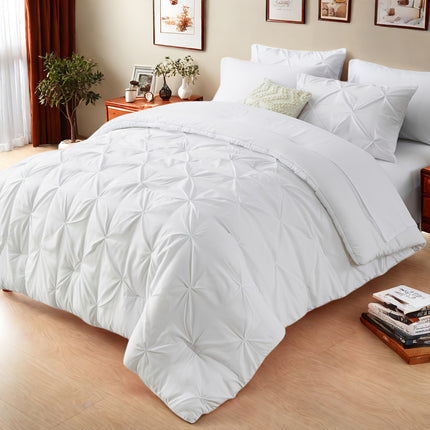 5/7pcs Luxury Bedding Set - Ultra-Soft Fluffy Fiber Fill, All-Season Queen Size Bed Comforter, Flat Sheet