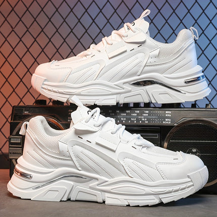 Men's Mesh Breathable Chunky Shoes, Comfy Non Slip Lace Up Casual Sneakers For Men's