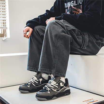 Men's Skateboard Shoes Breathable Sneakers with Lace-Up Closure, Non-Slip Rubber Sole