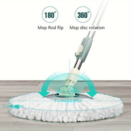 1set, Hands-free Wash Rotating Mop And Bucket Set/ Only 3 Replacement Mop Head Refill, Wet And Dry Use