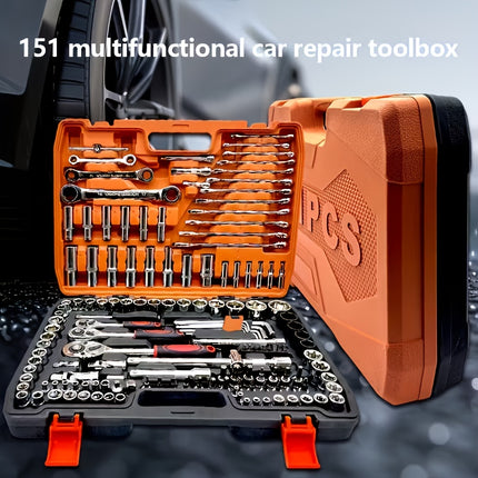 46/151-Piece Professional Automotive Repair Tool Kit: Portable, Durable, Easy-to-Use Ratchet Wrench Set