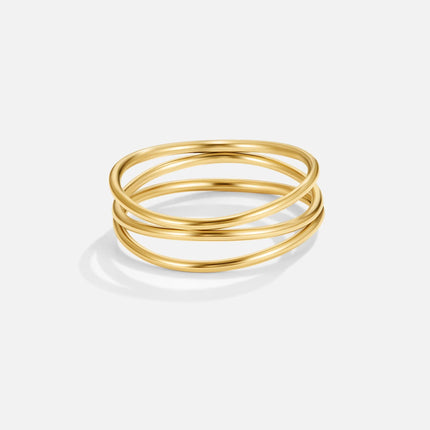 Minimalist Titanium Steel Three-Layer Geometric Line Ring