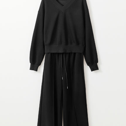 Black V Neck Cropped Seamed High Waist Sports Wear