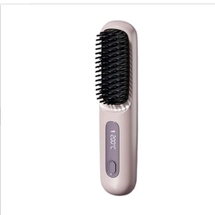 2 In 1 Straight Hair Comb Wireless Hair Straightener Brush Hair Fast Heating Portable Hot Curler USB Charging