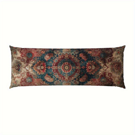 1pc Vintage-Inspired Floral & Geometric Full-Body Pillow, 50x150cm - Ultra-Soft Polyester Fabric