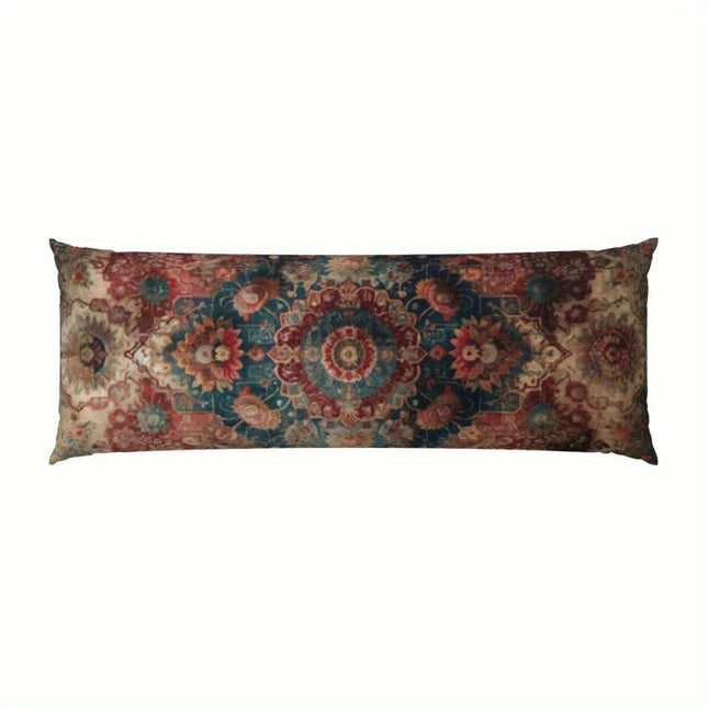 1pc Vintage-Inspired Floral & Geometric Full-Body Pillow, 50x150cm - Ultra-Soft Polyester Fabric