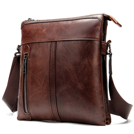 First layer leather casual messenger bag