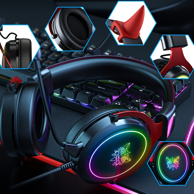 X15 New Gaming Headset - With Cat Ear Design  Detachable Noise Cancelling Microphone