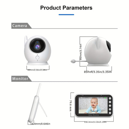 720P Monitor with Camera & Audio | 12-in-1: Infrared Night Vision, Two-Way Talk, Temperature Alert,