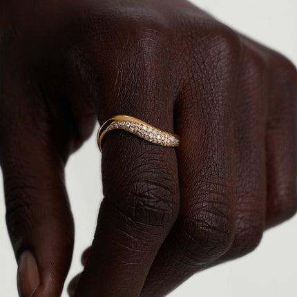 Irregular Wave Zircon Diamond-Inlaid Minimalist All-Match Light-Luxury Ring
