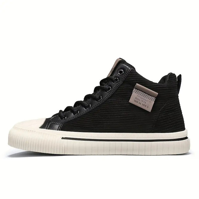 Men's All-Season Thick-Soled Sneakers - Korean Style Mid-Top Chunky Cushioned PVC Sole,