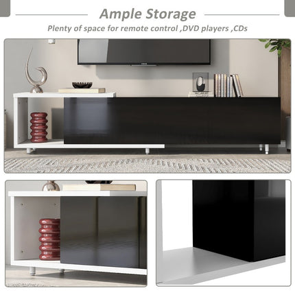 VIBE HAUS 70.1''-100'' Modern Stylish TV Stand TV Cabinet for 80+inch TV, White+Black,