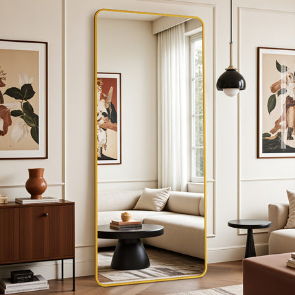 20"x60" Full-Length Mirror with Stand - Large Square Floor Mirror with Aluminum Frame,