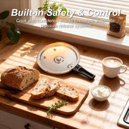 28cm/ 30cm/ 32cm Stainless Steel Pressure Cooker - Heat-Resistant Handle & Safety Valve