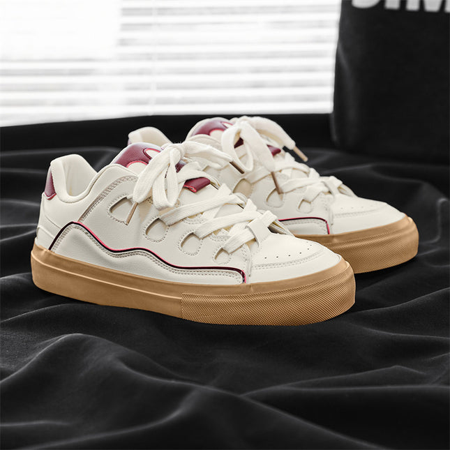 Men's Four Seasons Korean-Inspired White Low-Top Sneakers - Soft-Soled Comfort