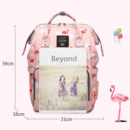 Flamingo Print Backpack Mother and Baby Bag