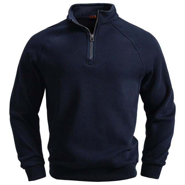 Zipper Sweater Stand-up Collar All-match Fleece Men's Sweater Top