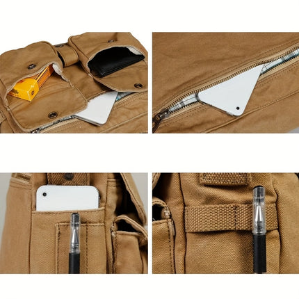 Retro-Style Canvas Messenger Bag Suitable for Casual Travel, Featuring a Spacious Design