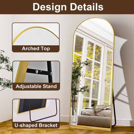 Floor Mirror- Aluminum Alloy Frame Full Body Mirror for Bathroom Living Room Bedroom and Entryway