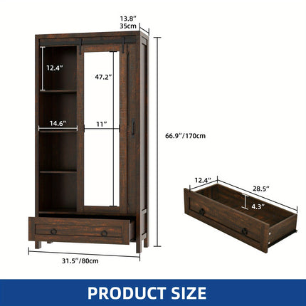 Bathroom Storage Cabinet with Full Length Mirror, Thanksgiving Christmas Halloween Day Gift