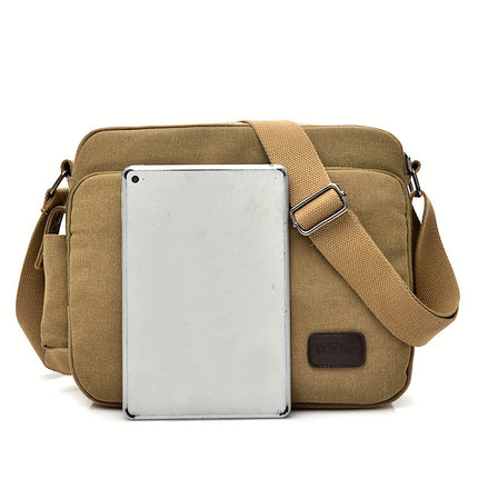 Fashionable Canvas Men'S Bag with Multiple Compartments, a Work-Style Shoulder Bag for Men,