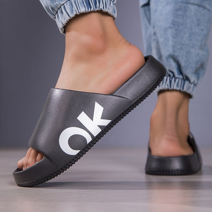 2 pcs Unisex Solid Color Open Toe Breathable Slippers, Comfortable Casual Durable Slippers