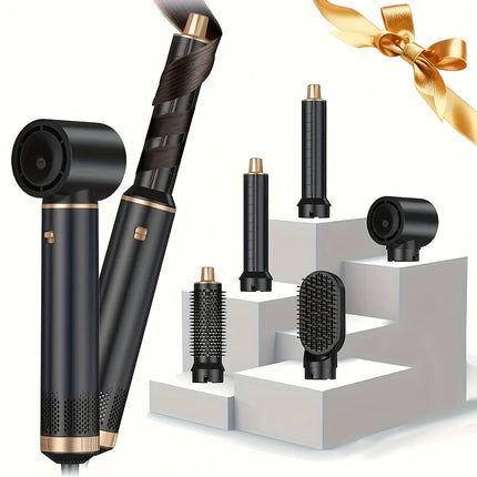 Professional 5-in-1 Hair Styler Hot Brush - All-in-One Straightener, Curling Wand