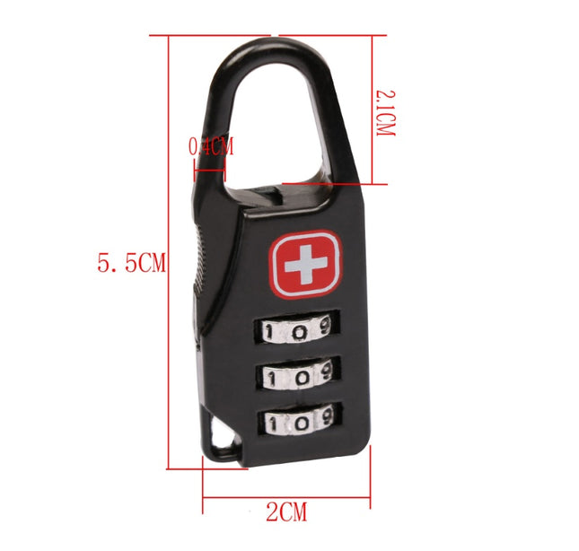 Zinc alloy saber silk screen cross code lock mini lock backpack padlock luggage padlock