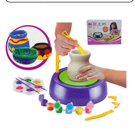 Bginners Pottery Wheel Kit Craft Toys For Kids With Paints And Tools Diy Toy Clay Pots Making Pottery Wheel Set For Kids Gifts