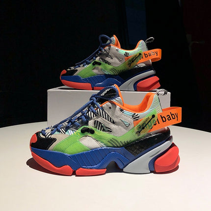 Color block platform sneakers