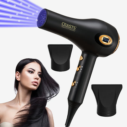 Professional High-Power Hair Dryer with a Display Screen, Designed for Salons, Featuring a Strong Airflow