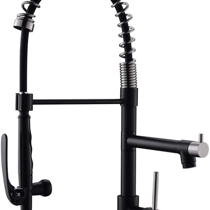Commercial Kitchen Faucet Pull Down Sprayer Black and Nickel,Single Handle Kitchen Sink Faucet