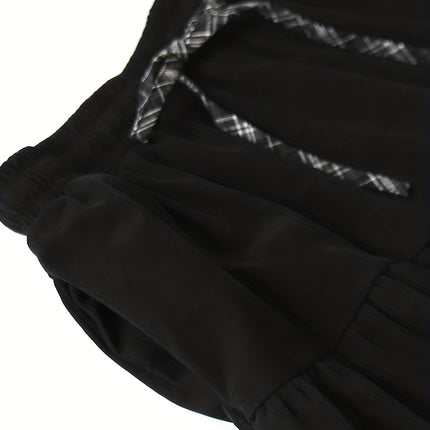 A Thick Patchwork Midi Skirt with a Pocket, Featuring a Corduroy Checkered Design And a Tie