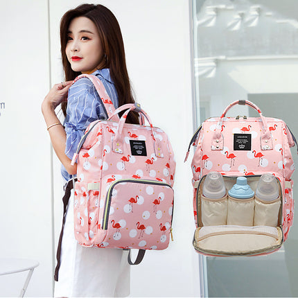 Flamingo Print Backpack Mother and Baby Bag