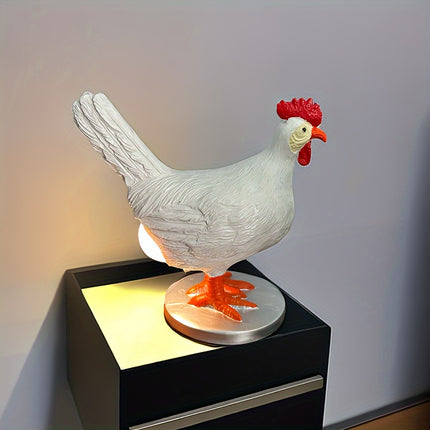 1pc Rustic Rooster Table Lamp, Resin Animal Theme Desk Light with Encaustic Finish,